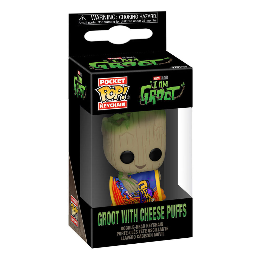 Ich bin Groot POP! Vinyl Schlüsselanhänger 4 cm Groot w/ Cheese Puffs Display (12) - Preorder - ETA: 03.01.2026