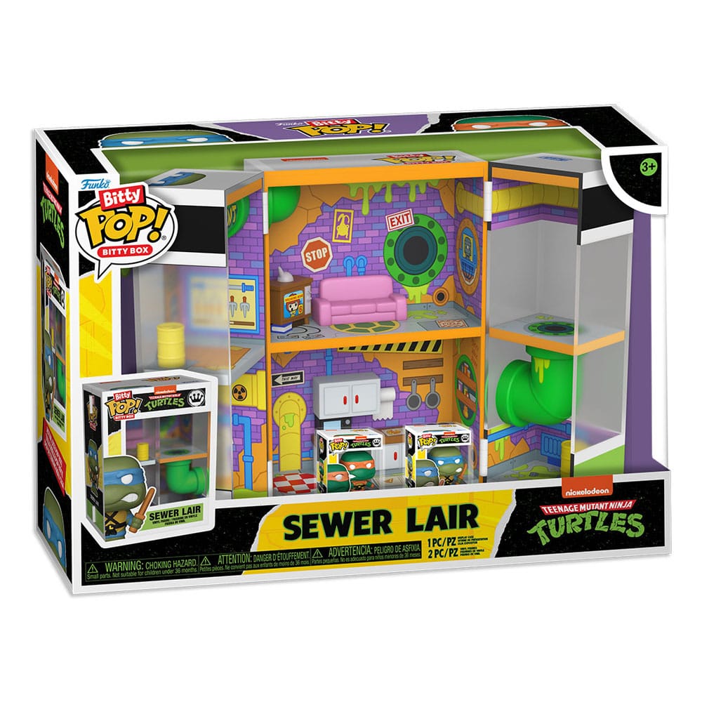 Teenage Mutant Ninja Turtles Bitty POP! Bitty Box Display mit 2 Vinyl Figuren Sewer Lair - Preorder - ETA: 12.10.2025