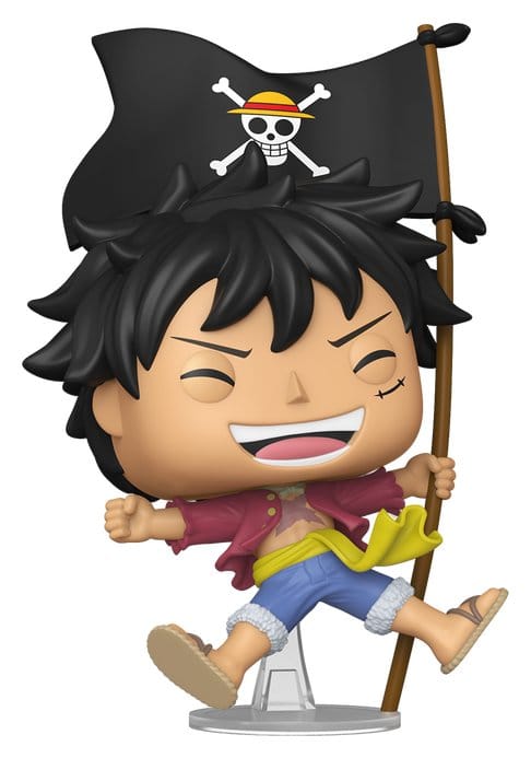 One Piece POP! Vinyl Animation Figur Luffy w/Flag 9 cm  - Versand: 7 Tage nach Bestellung
