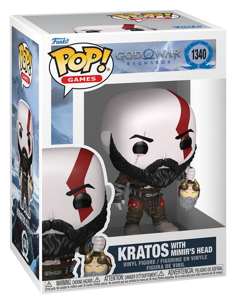 God of War Ragnarök POP! Games Vinyl Figur Kratos w/Mimir's Head 9 cm  - Preorder - ETA: 20.11.2026