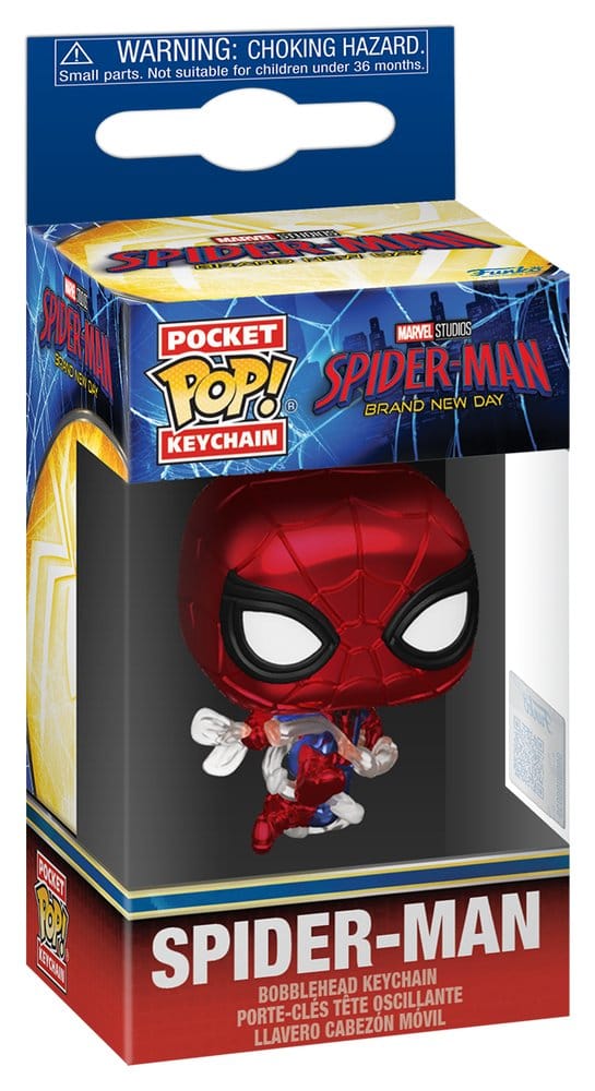 Spider-Man: Brand New Day Pocket POP! Vinyl Schlüsselanhänger 4 cm Spider-Man (Metallic) Display (12) - Preorder - ETA: 30.08.2026