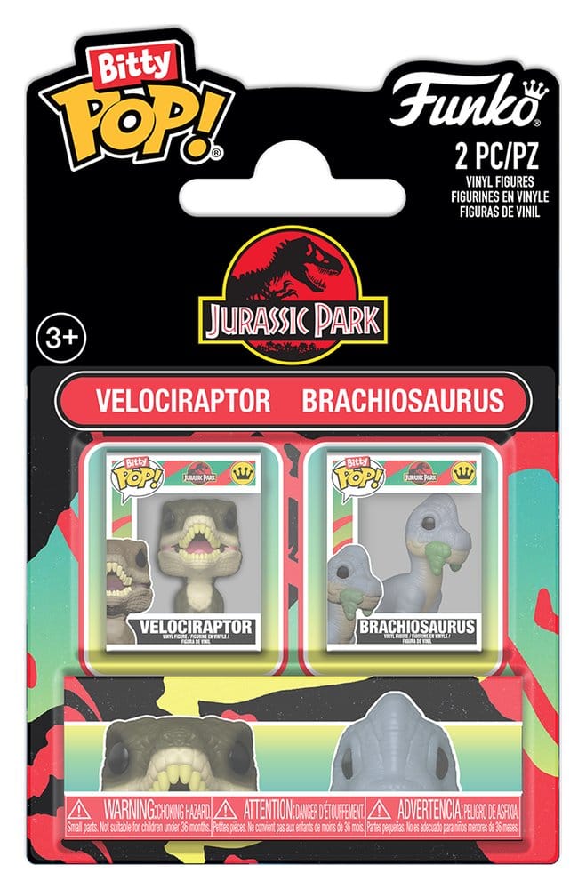 Jurassic Park Bitty POP! Vinyl Figuren 2er-Pack Velociraptor & Brachiosaurus 2 cm - Preorder - ETA: 25.08.2026