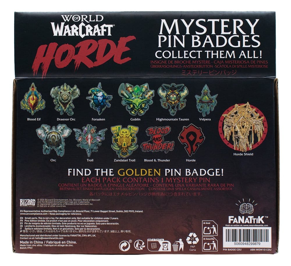 World of Warcraft Mystery Ansteck-Pins Horde Blind Box Display (12) - Preorder - ETA: 25.01.2027