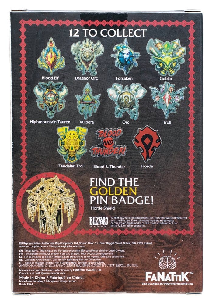 World of Warcraft Mystery Ansteck-Pins Horde Blind Box Display (12) - Preorder - ETA: 25.01.2027