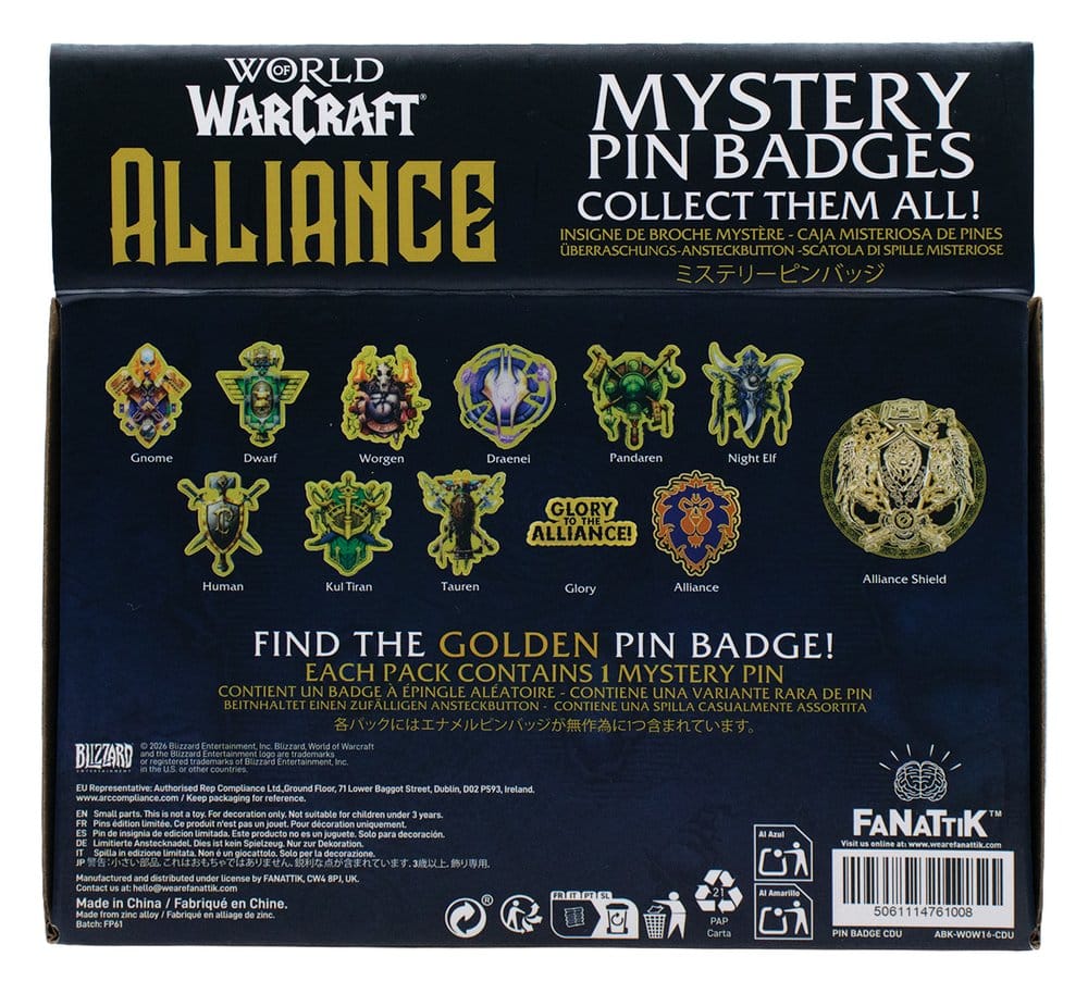 World of Warcraft Alliance Ansteck-Pins Blind Box Display (12) - Preorder - ETA: 25.01.2027