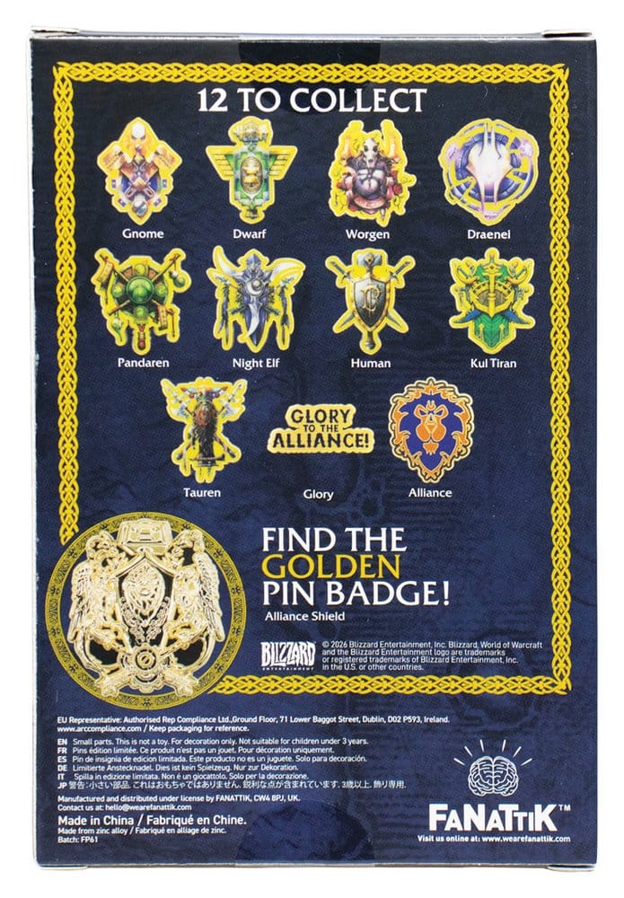 World of Warcraft Alliance Ansteck-Pins Blind Box Display (12) - Preorder - ETA: 25.01.2027