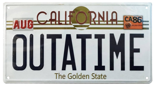 Zurück in die Zukunft Me­tall­schild ´Outatime´ DeLorean Nummernschild - Preorder - ETA: 18.10.2025