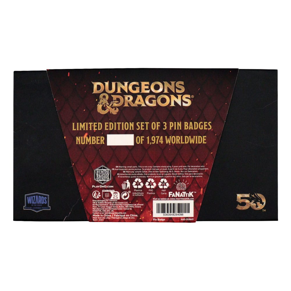 Dungeons & Dragons Ansteck-Pins 3er-Set 50th Anniversary   - Versand: 5-7 Tage nach Bestellung