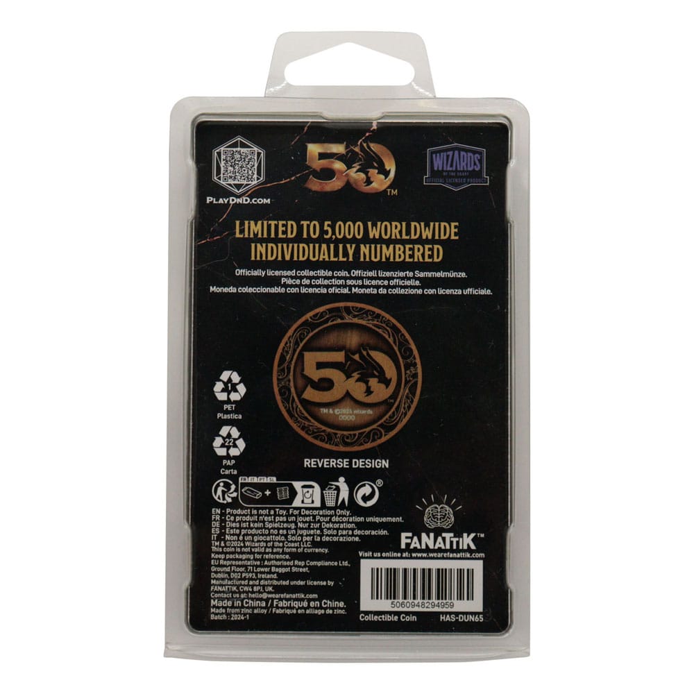 Dungeons & Dragons Sammelmünze 50th Anniversary Antique Gold Edition 4 cm        - Versand: 5-7 Tage nach Bestellung