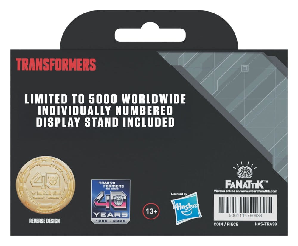 Transformers Sammelmünze The Movie 40th Anniversary Limited Edition 24k Gold Plated - Preorder - ETA: 25.01.2027