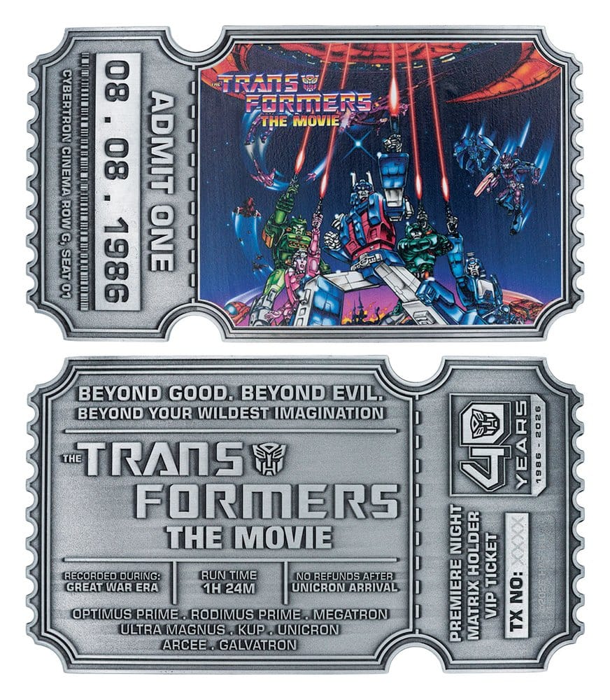 Transformers Replik The Movie 40th Anniversary Movie Ticket Limited Edition 9 x 16 cm - Preorder - ETA: 25.03.2027