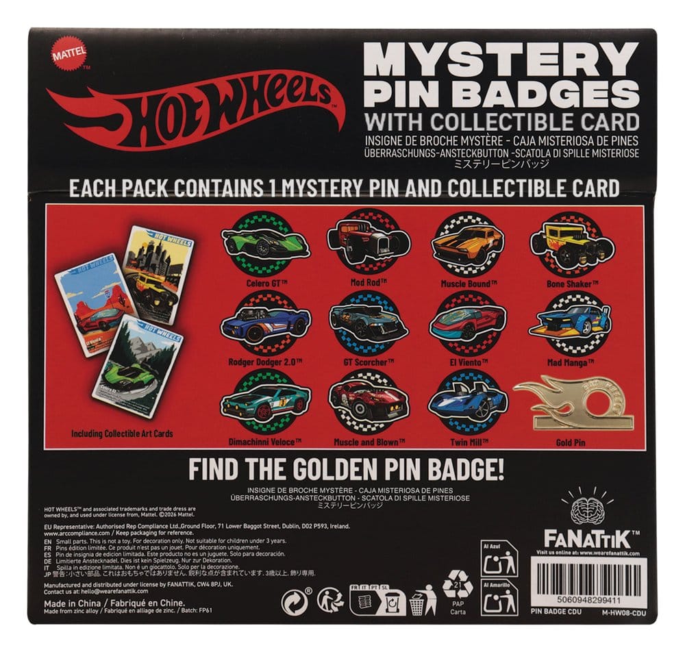 Hot Wheels Mystery Ansteck-Pins Blind Box Display (12) - Preorder - ETA: 24.12.2026