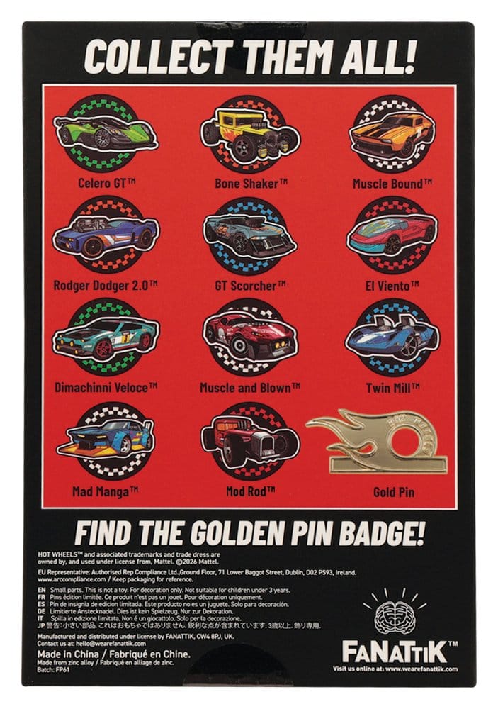 Hot Wheels Mystery Ansteck-Pins Blind Box Display (12) - Preorder - ETA: 24.12.2026