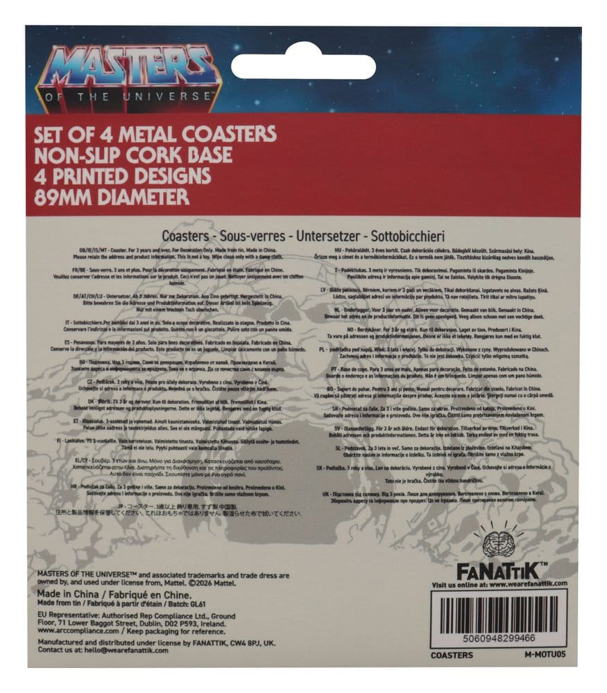 Masters of the Universe Untersetzer 4er-Pack Printed Metal - Preorder - ETA: 24.12.2026