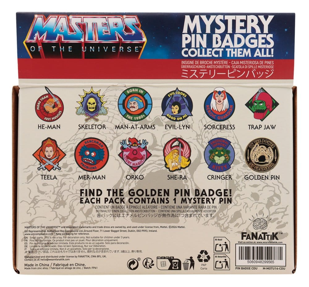 Masters of the Universe Mystery Ansteck-Pins Blind Box Display (12) - Preorder - ETA: 30.10.2026