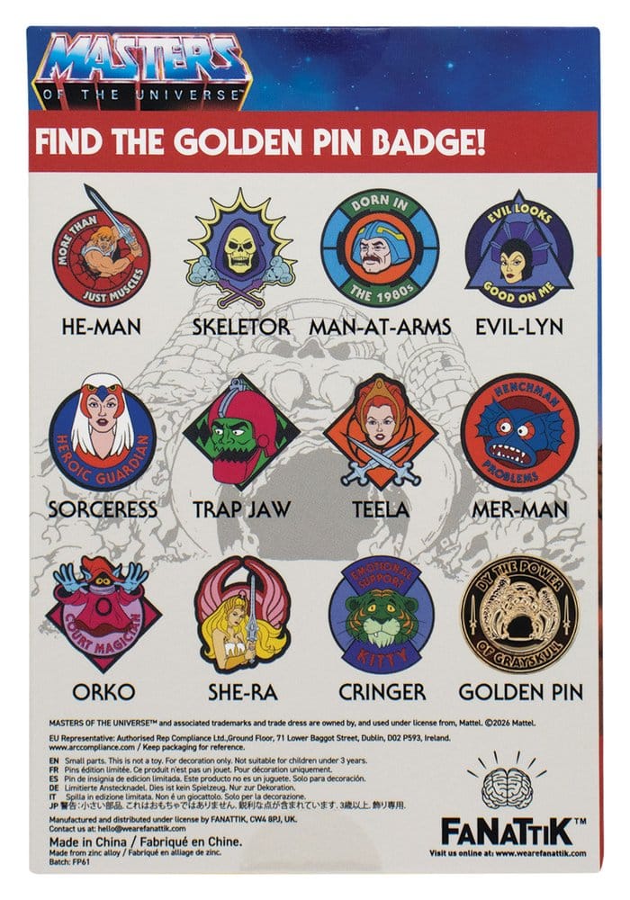 Masters of the Universe Mystery Ansteck-Pins Blind Box Display (12) - Preorder - ETA: 30.10.2026