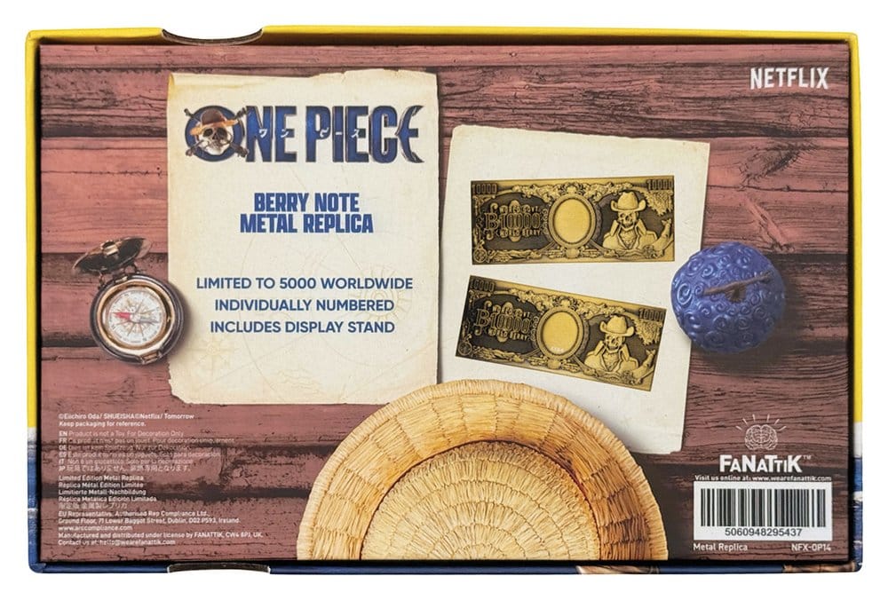 One Piece Replik 10.000 World Berry Metall-Banknote 6 x 15 cm - Preorder - ETA: 25.01.2027