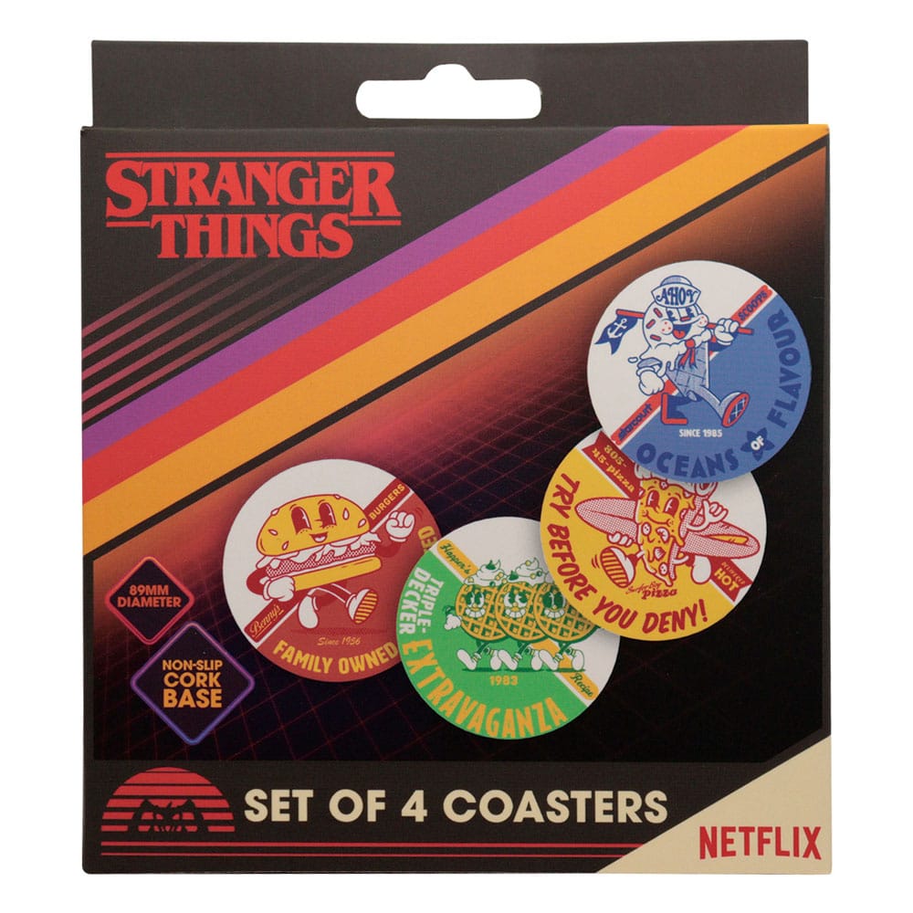 Stranger Things Untersetzer 4er-Pack      - Versand: 5-7 Tage nach Bestellung