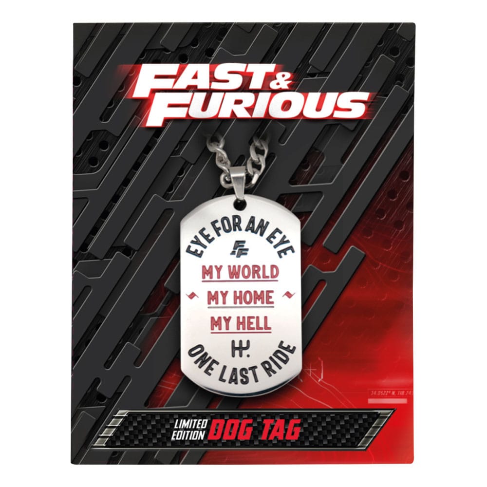 Fast & Furious Erkennungsmarken mit Kette  - Versand: 7 Tage nach Bestellung