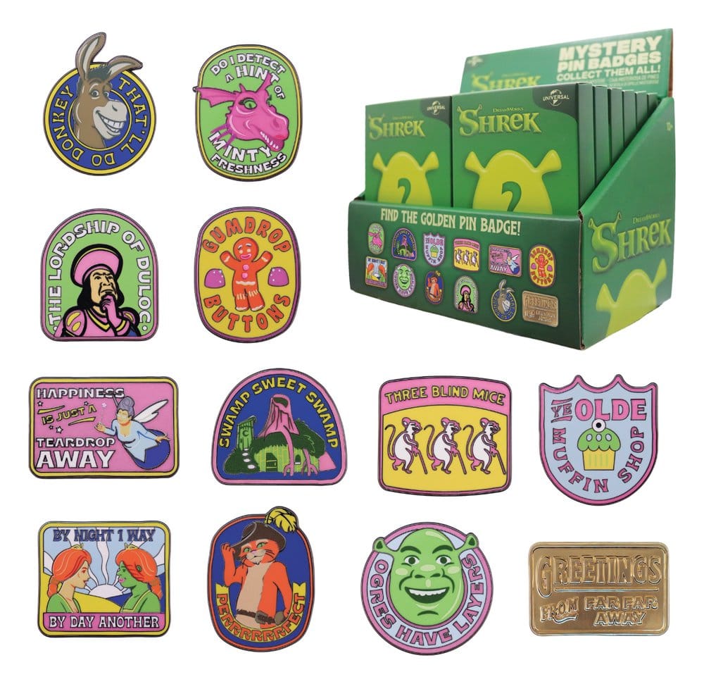Shrek Mystery Ansteck-Pins Blind Box Display (12) - Preorder - ETA: 25.05.2027