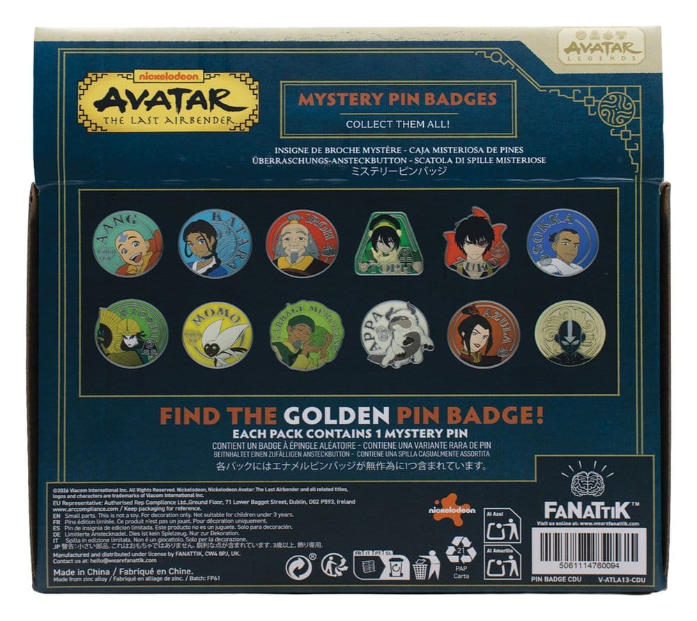 Avatar: The Last Airbender Mystery Ansteck-Pins Blind Box Display (12) - Preorder - ETA: 25.01.2027