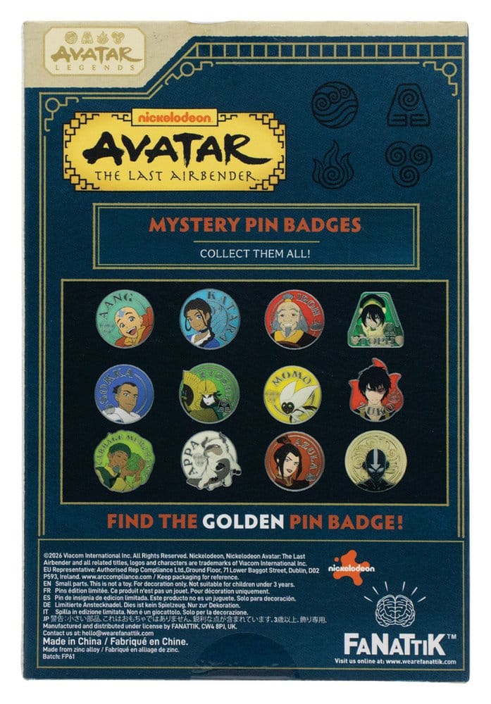 Avatar: The Last Airbender Mystery Ansteck-Pins Blind Box Display (12) - Preorder - ETA: 25.01.2027