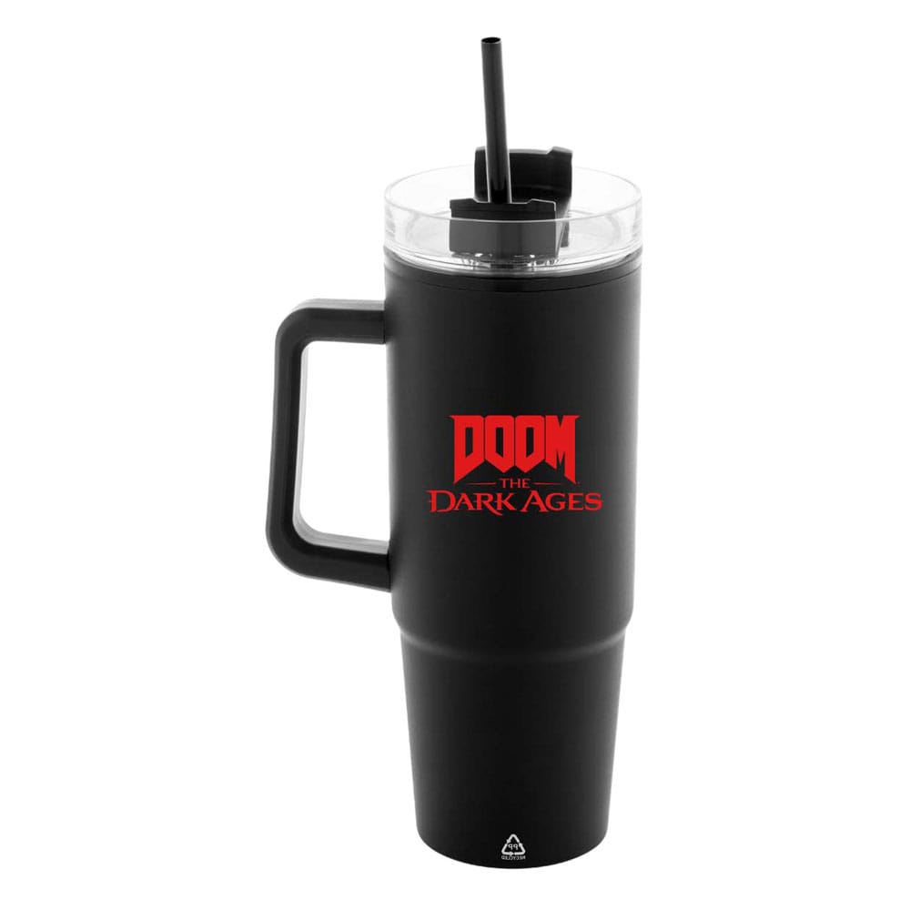 Doom The Dark Ages Thermobecher mit Trinkhalm Shield 1180 ml  - Versand: 5-7 Tage nach Bestellung