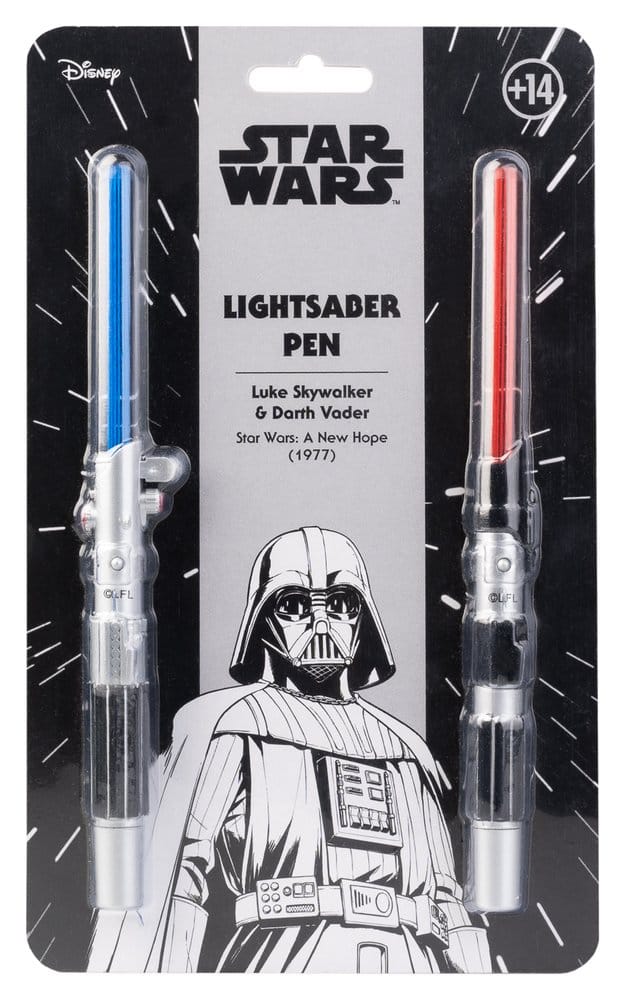 Star Wars Set mit 2 Lichtschwert-Stiften  Luke Skywalker & Darth Vader - Versand: 7 Tage nach Bestellung