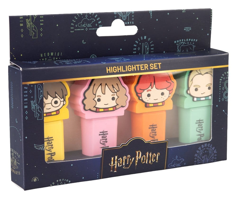 Harry Potter Set mit 4 Textmarkern mit Aufsatz - Versand: 7 Tage nach Bestellung