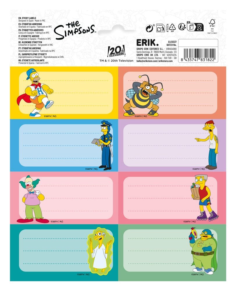 Die Simpsons Selbstklebende Etiketten (10) - Preorder - ETA: 11.10.2026