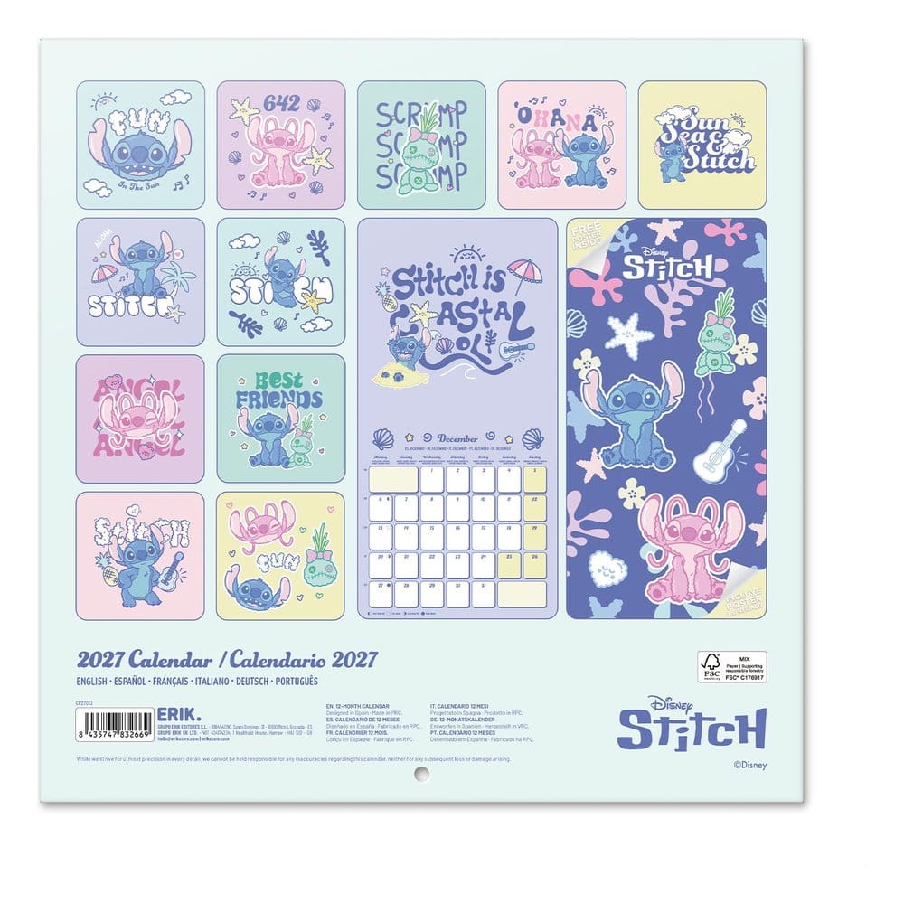 Disney Stitch Wandkalender 2027 30 x 30 cm - Preorder - ETA: 26.10.2026