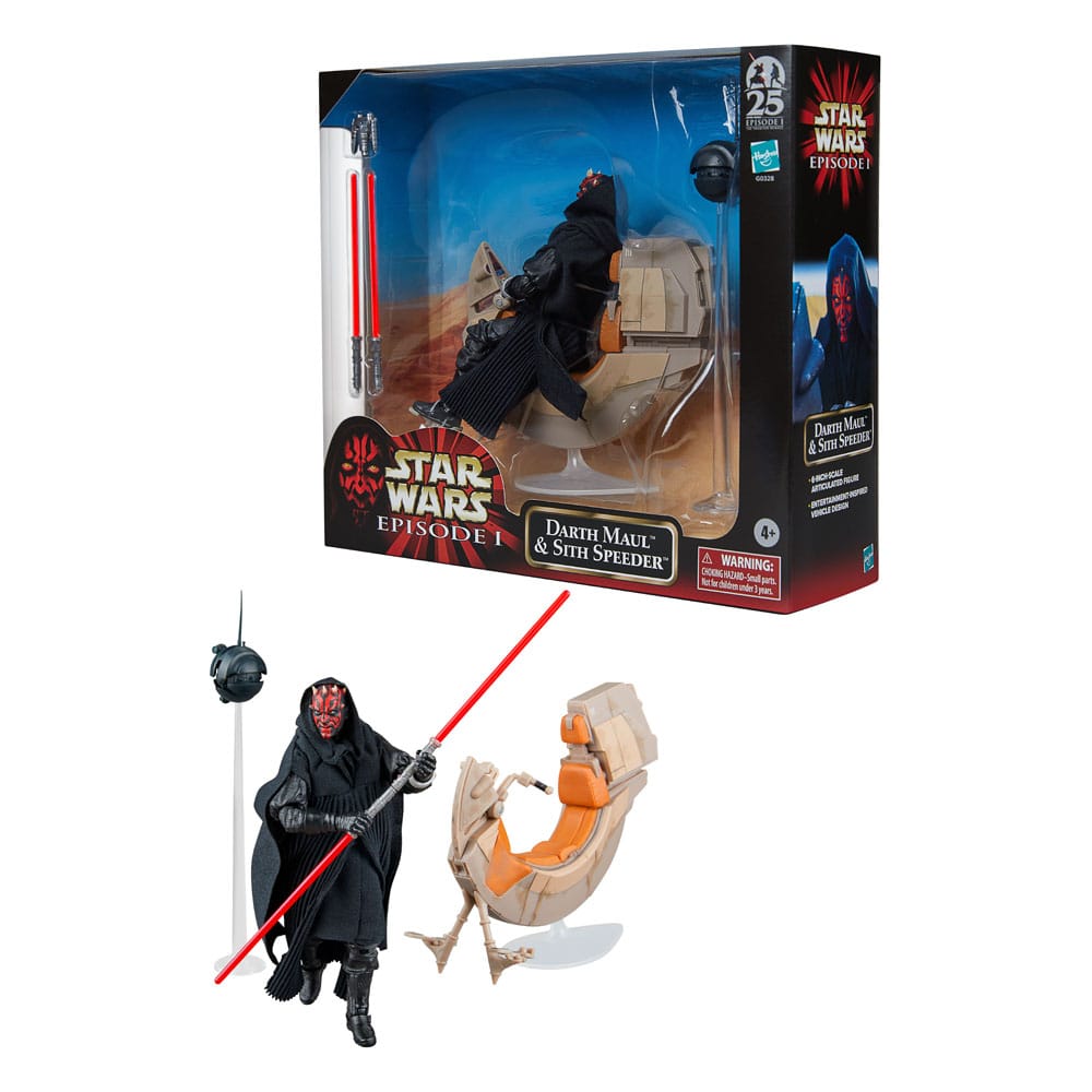 Star Wars Episode I Black Series Fahrzeug mit Actionfigur Darth Maul & Sith Speeder 25th Anniversary - Versand: 7 Tage nach Bestellung