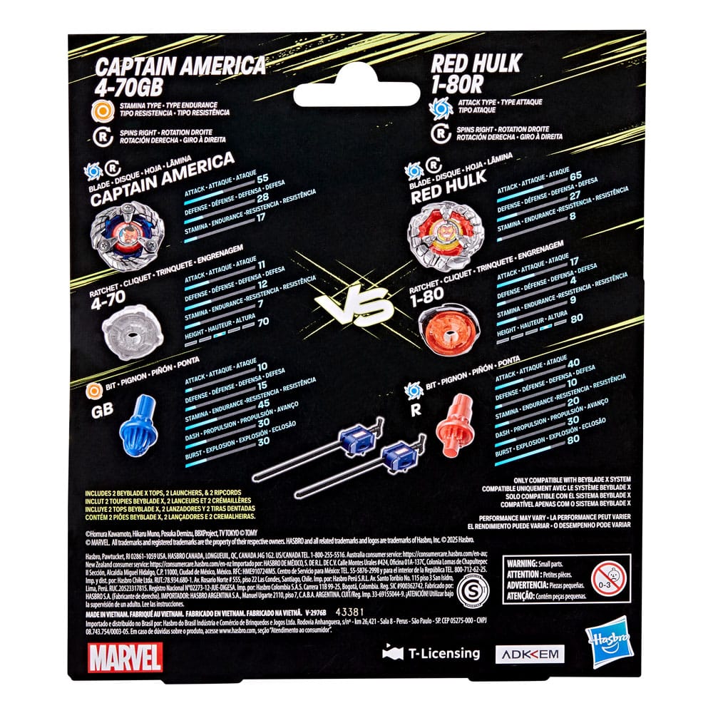 Beyblade X und Marvel Collab, Captain America 4-70GB vs. Red Hulk 1-80R - Preorder - ETA: 30.06.2026