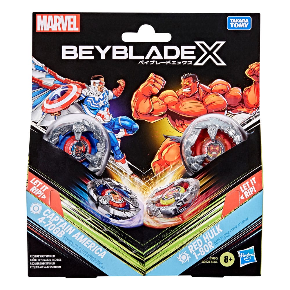 Beyblade X und Marvel Collab, Captain America 4-70GB vs. Red Hulk 1-80R - Preorder - ETA: 30.06.2026