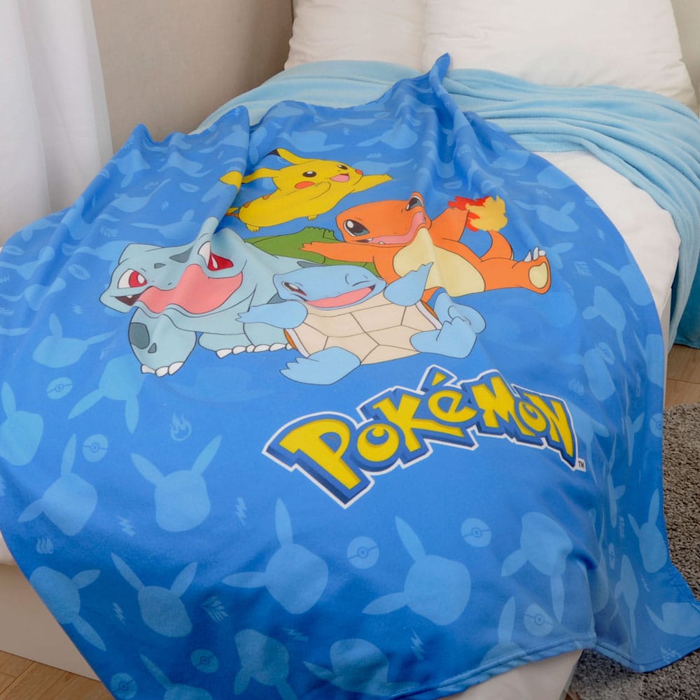 Pokemon Flanell-Fleecedecke Starter Pokemon 130 x 160 cm - Versand: 5-7 Tage nach Bestellung