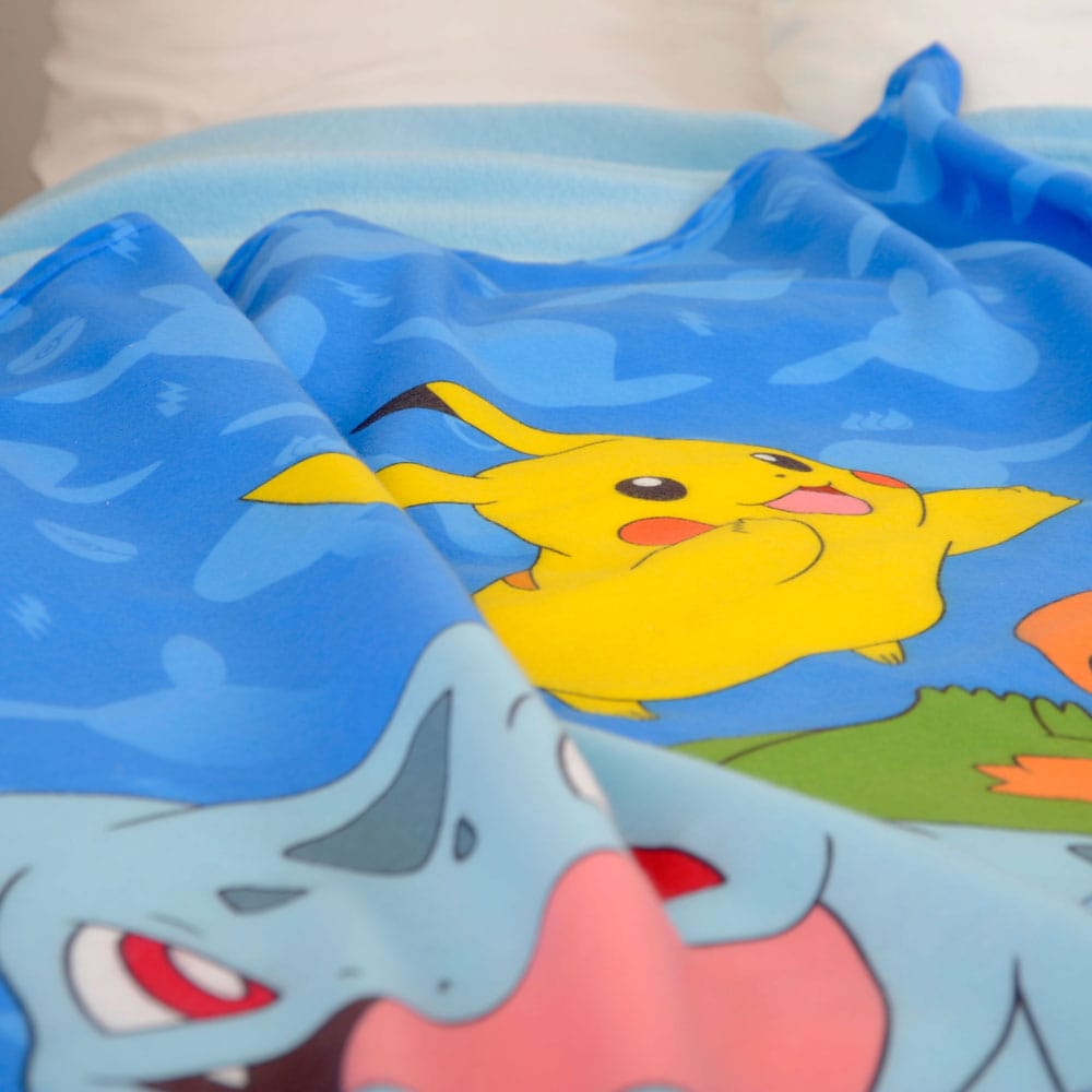 Pokemon Flanell-Fleecedecke Starter Pokemon 130 x 160 cm - Versand: 5-7 Tage nach Bestellung