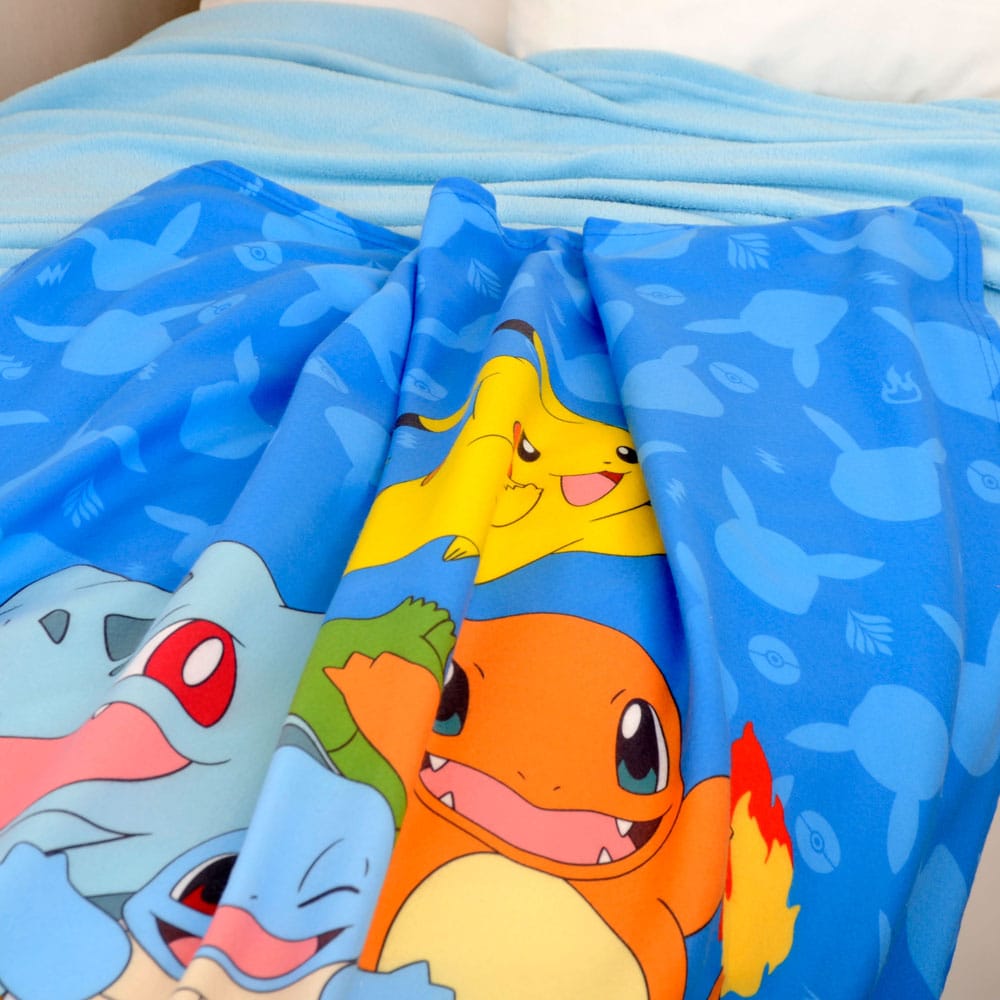 Pokemon Flanell-Fleecedecke Starter Pokemon 130 x 160 cm - Versand: 5-7 Tage nach Bestellung