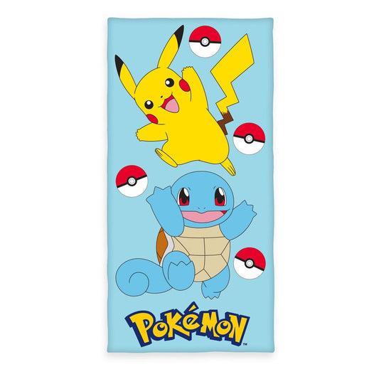 Pokemon Velours-Handtuch Pikachu & Schiggy 75 x 150 cm - Versand: 5-7 Tage nach Bestellung