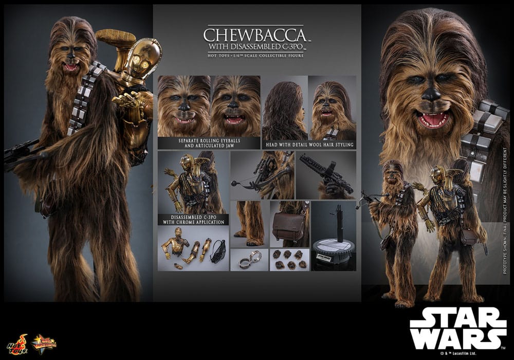 Star Wars Episode V Movie Masterpiece Actionfigur 1/6 Chewbacca with Disassembled C-3PO 36 cm - Preorder - ETA: Ende 11.2025