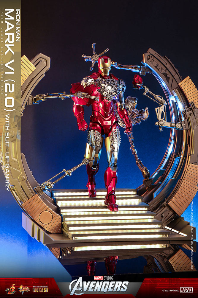 Marvel's The Avengers Movie Masterpiece Diecast Actionfigur 1/6 Iron Man Mark VI (2.0) mit Suit-Up Gantry 32 cm - Versand: 5-7 Tage nach Bestellung