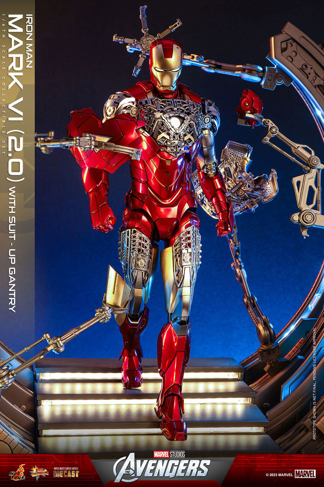 Marvel's The Avengers Movie Masterpiece Diecast Actionfigur 1/6 Iron Man Mark VI (2.0) mit Suit-Up Gantry 32 cm - Versand: 5-7 Tage nach Bestellung