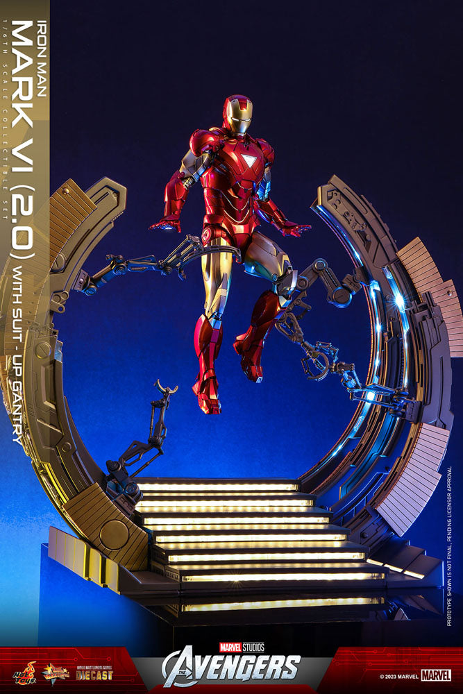 Marvel's The Avengers Movie Masterpiece Diecast Actionfigur 1/6 Iron Man Mark VI (2.0) mit Suit-Up Gantry 32 cm - Versand: 5-7 Tage nach Bestellung