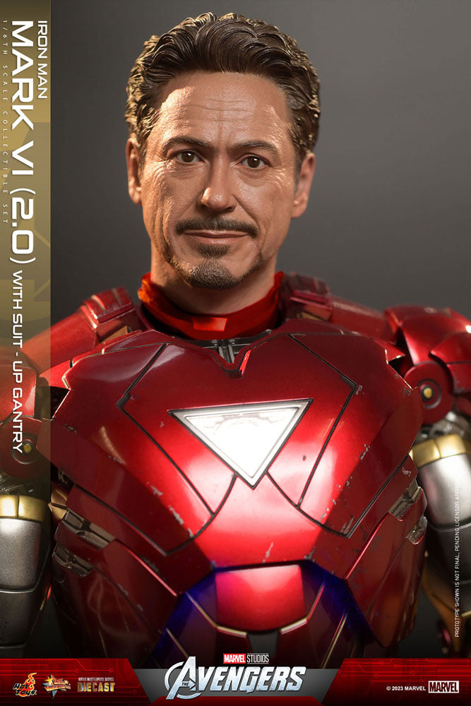 Marvel's The Avengers Movie Masterpiece Diecast Actionfigur 1/6 Iron Man Mark VI (2.0) mit Suit-Up Gantry 32 cm - Versand: 5-7 Tage nach Bestellung