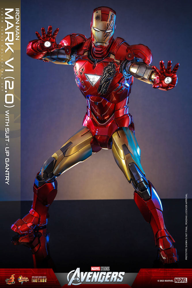 Marvel's The Avengers Movie Masterpiece Diecast Actionfigur 1/6 Iron Man Mark VI (2.0) mit Suit-Up Gantry 32 cm - Versand: 5-7 Tage nach Bestellung