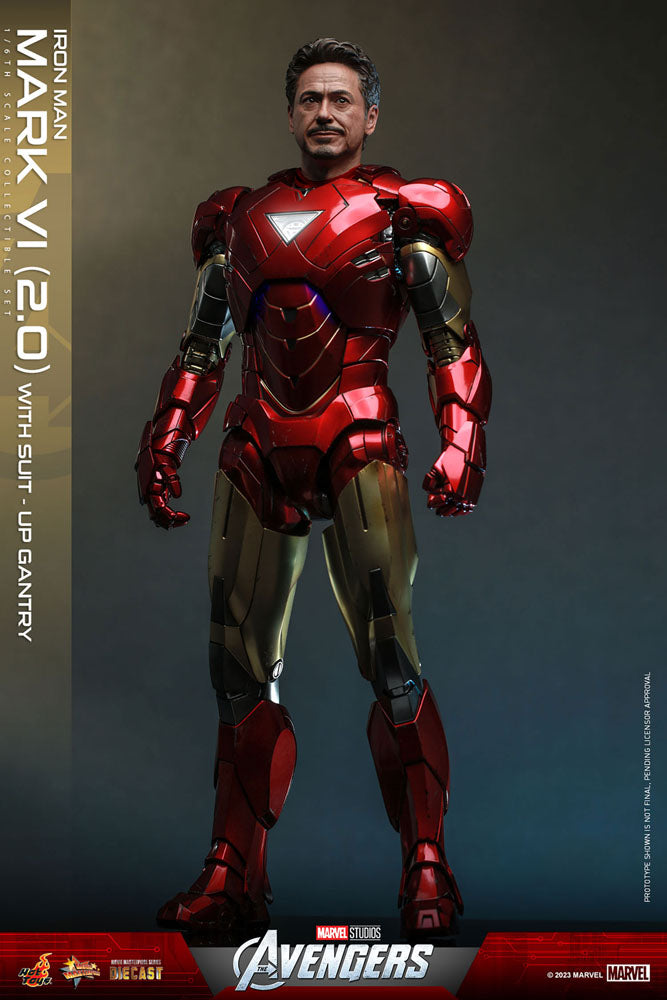 Marvel's The Avengers Movie Masterpiece Diecast Actionfigur 1/6 Iron Man Mark VI (2.0) mit Suit-Up Gantry 32 cm - Versand: 5-7 Tage nach Bestellung