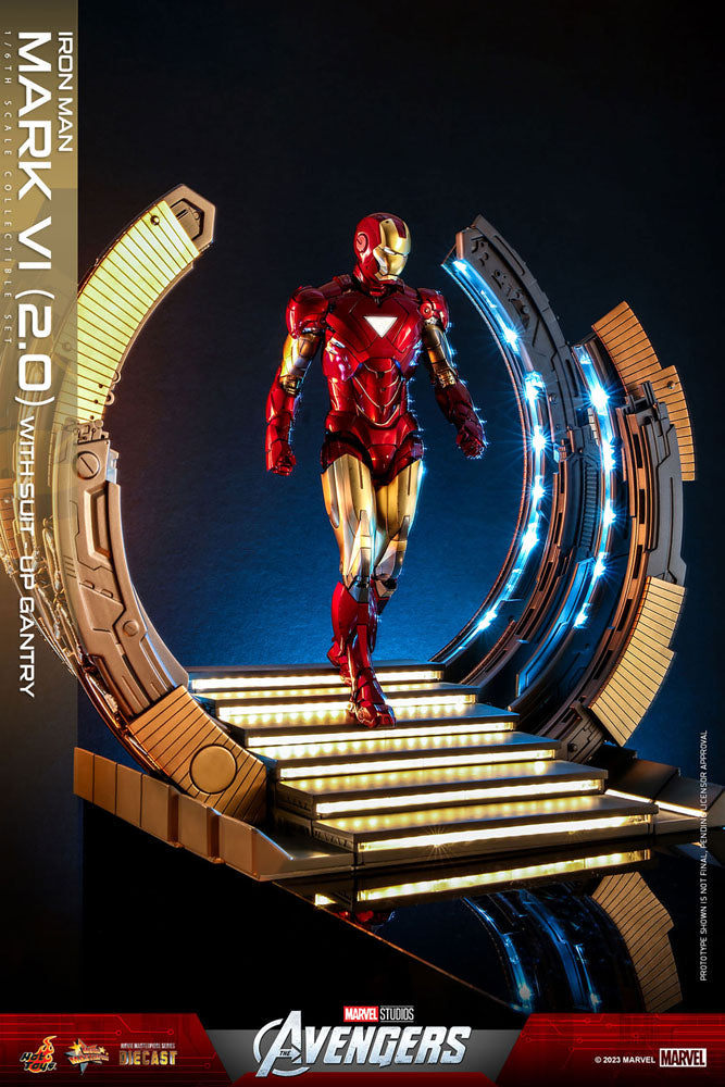 Marvel's The Avengers Movie Masterpiece Diecast Actionfigur 1/6 Iron Man Mark VI (2.0) mit Suit-Up Gantry 32 cm - Versand: 5-7 Tage nach Bestellung