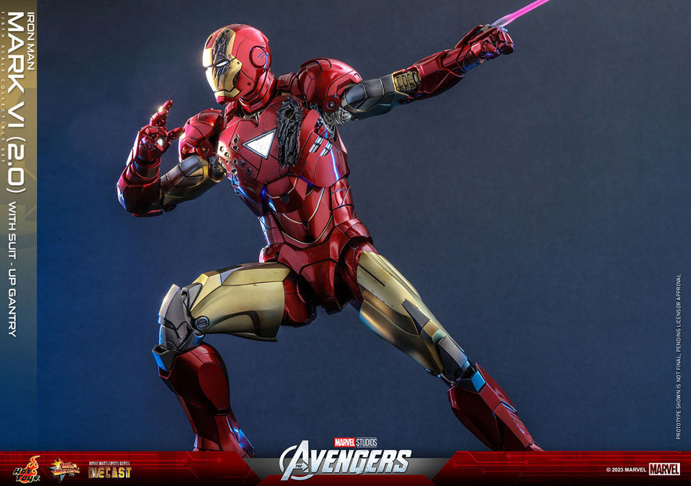 Marvel's The Avengers Movie Masterpiece Diecast Actionfigur 1/6 Iron Man Mark VI (2.0) mit Suit-Up Gantry 32 cm - Versand: 5-7 Tage nach Bestellung
