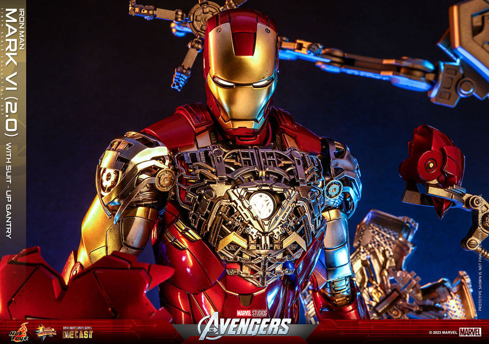 Marvel's The Avengers Movie Masterpiece Diecast Actionfigur 1/6 Iron Man Mark VI (2.0) mit Suit-Up Gantry 32 cm - Versand: 5-7 Tage nach Bestellung