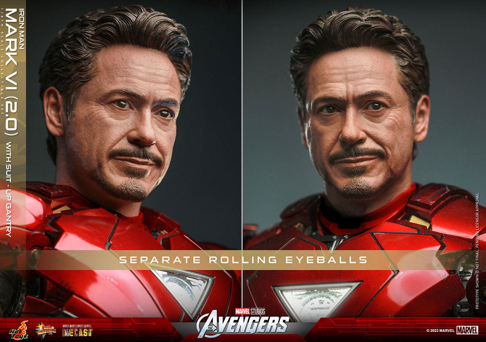 Marvel's The Avengers Movie Masterpiece Diecast Actionfigur 1/6 Iron Man Mark VI (2.0) mit Suit-Up Gantry 32 cm - Versand: 5-7 Tage nach Bestellung