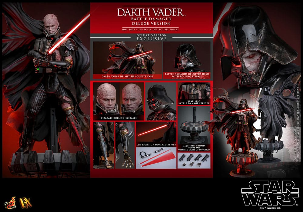 Star Wars Actionfigur 1/6 Darth Vader (Battle Damaged) Deluxe Version 35 cm - Preorder - ETA: Ende 11.2025